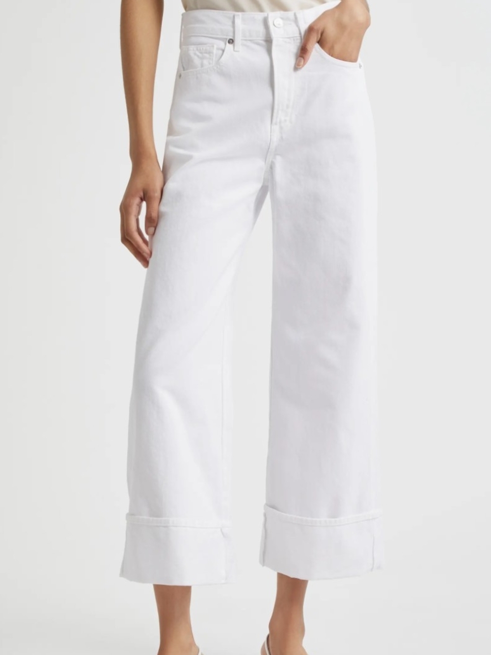 Brand New Veronica Beard Taylor High Waist Crop Wide White 30